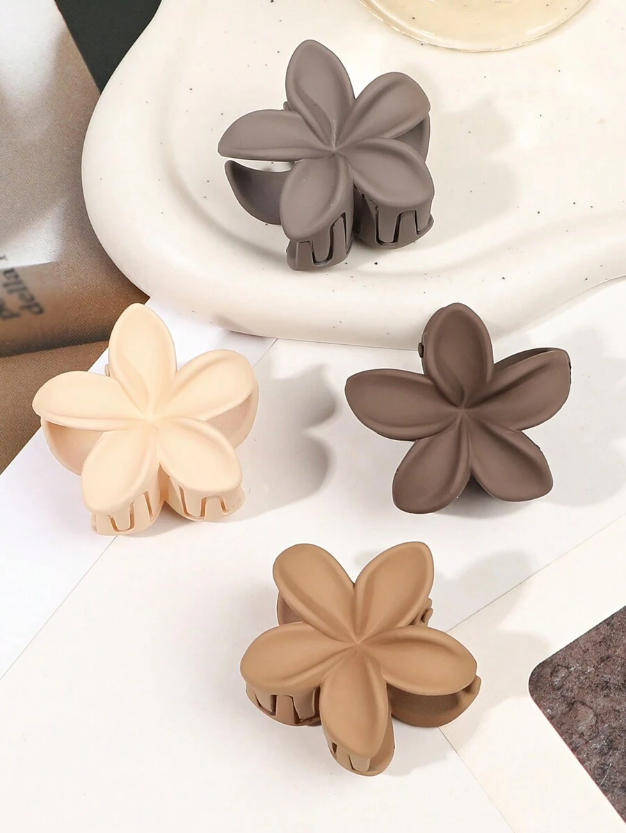 4pcs/Set Milky Tea Color Cute Daisy Flower Hair Clips, Small Matte Beach Holiday Style Hair Claws Claw Clips Hair Jaw Clip Hair Clamps Hair Clutch Hair Catcher Clip