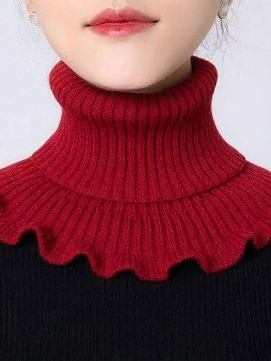 1 Stück Damen Winter Winddichte gestrickte unifarbene Halswärmer, weicher und warmer Rollkragenschal, geeignet für Winterreisen, Valentinstag