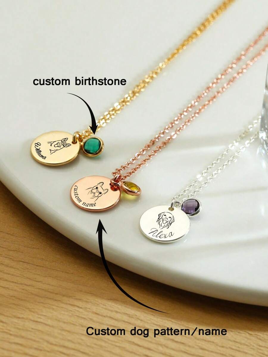 1 pièce Collier personnalisé avec motif animal de compagnie Médaillon rond gravé avec motif de chien personnalisé Collier pour femmes et hommes Cadeaux commémoratifs pour animaux de compagnie Cadeaux pour amateurs d'animaux de compagnie Cadeaux uniques personnalisés