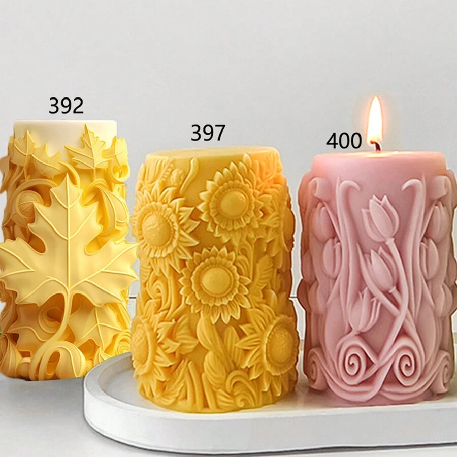 1 pezzo Stampo in silicone con motivi a foglia d'acero, tulipano e girasole