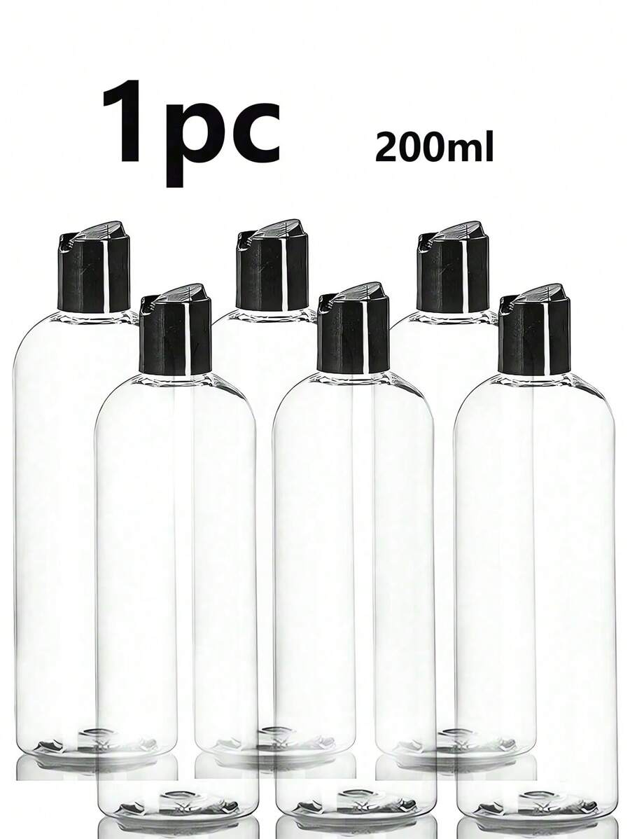 1 pieza/3 piezas/1 set Botellas recargables de plástico transparente de 16 onzas, botellas de viaje a prueba de fugas con tapas de disco negro en la Top - Contenedores recargables de BPA para champú, lociones, cremas y talla grande - Accesorios negros de 200 ml vacíos para botellas de viaje de champú, acondicionador y loción - Juego de botellas de viaje - Accesorios de viaje - Artículos esenciales para dormitorios - Cosas de vuelta a la escuela adecuadas para el dormitorio universitario, el camping al aire libre, el viaje y el uso doméstico