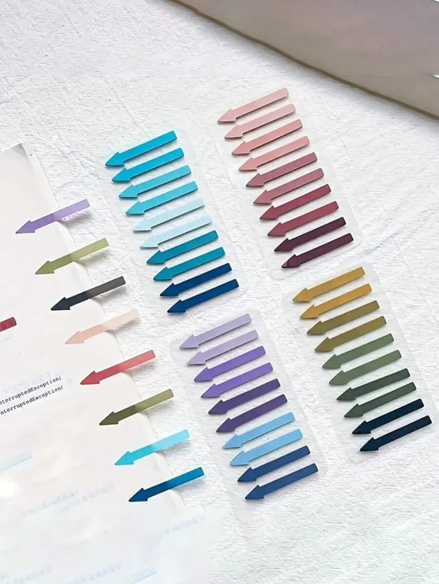 200 Pieces/Card PET Arrow-Shaped Sticky Notes, Translucent Color Highlight Index Labels, Waterproof Mini Bookmark Strip Sticky Notes, Suitable For Home And Office Use Back To School