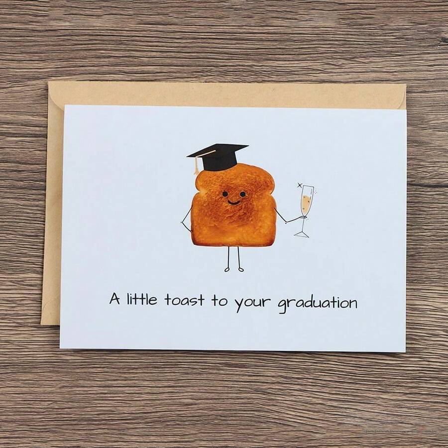 1PC,Funny Graduation Card, Graduation Card For Him And Her, Graduation Pun Card, A Little Toast To Your Graduation