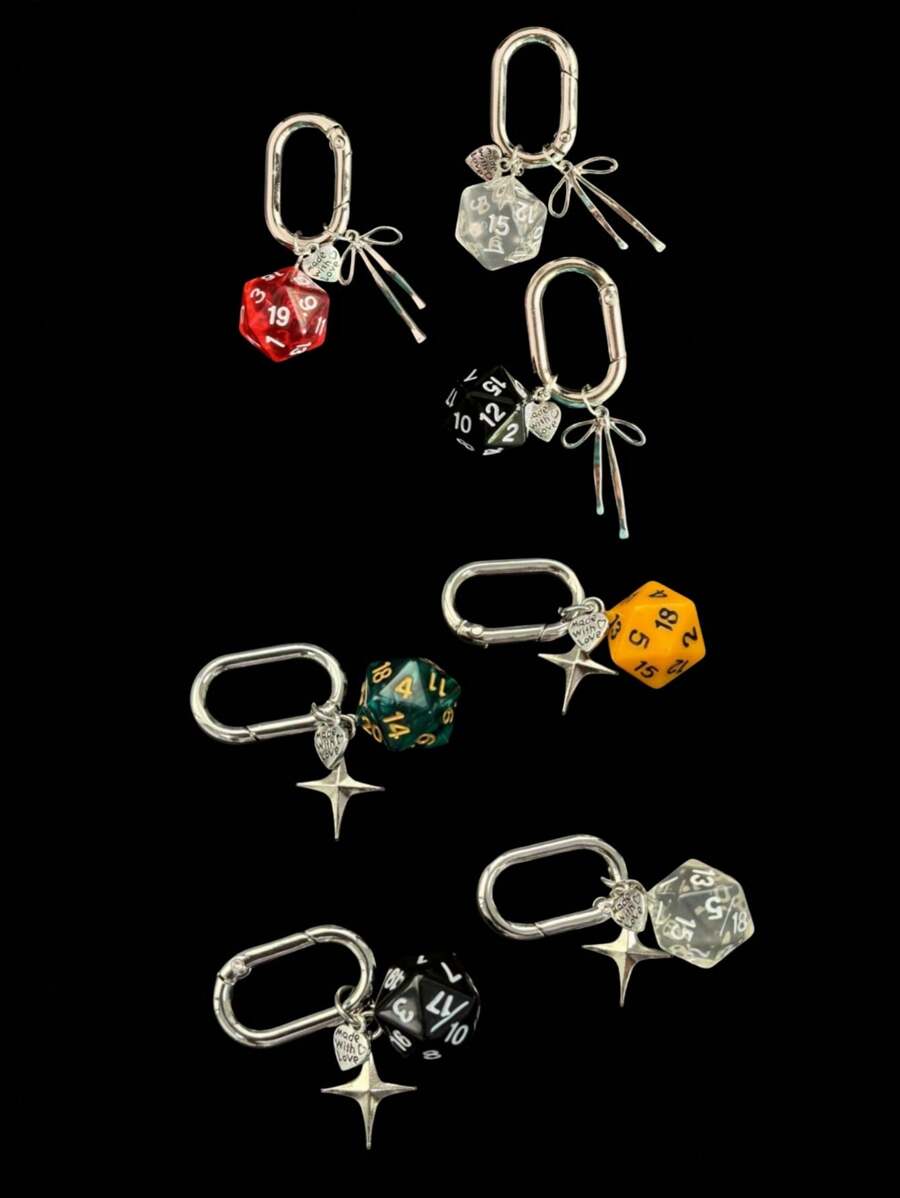 1 pièce Porte-clés dé unisexe nouvelle arrivée créatif, pendentif de boule de billard à 4 branches et en forme de cœur à la mode, breloques de sac lettrage scolaire