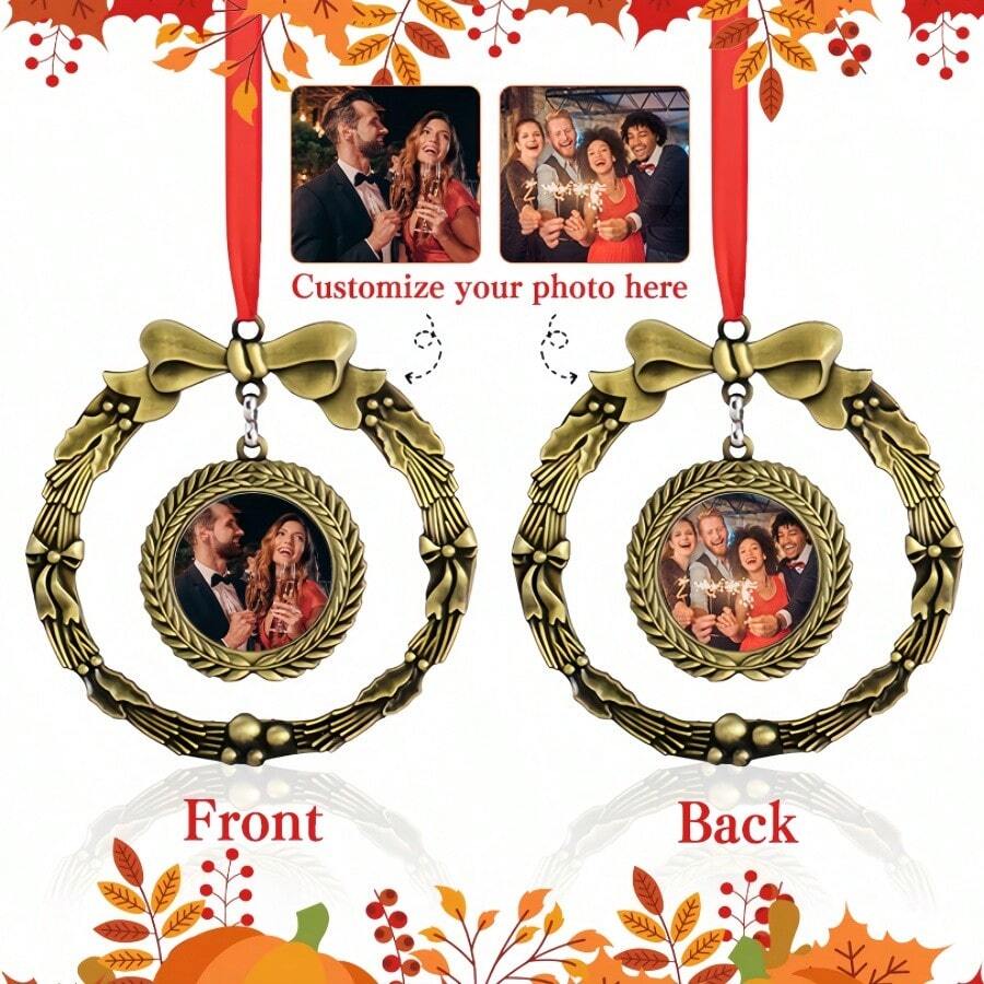 Custom Personalised Photo Charms, Double Sided Custom Vintage Charms With High Definition Images, Suitable For Christmas Tree Decorations, Car Mirrors And Home Decorations, Also Can Be Used As Christmas Thanksgiving And Other Holiday Gift Goodies.