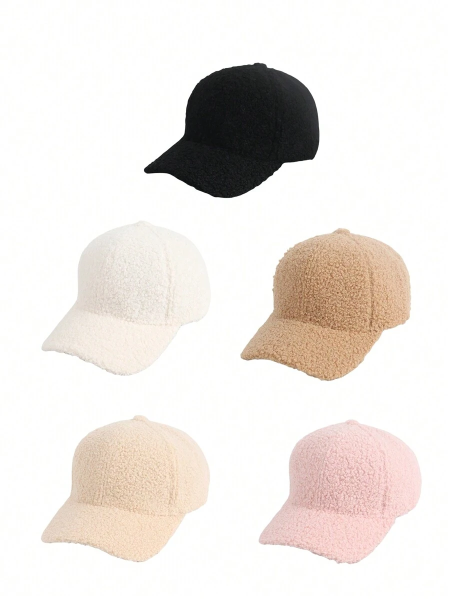 1pc Women's Autumn/Winter Fuzzy Textured Baseball Cap, Adjustable Holiday Style Outdoor Casual Sports Hat, Suitable For Cycling, Sightseeing, Travel, Street, Party
