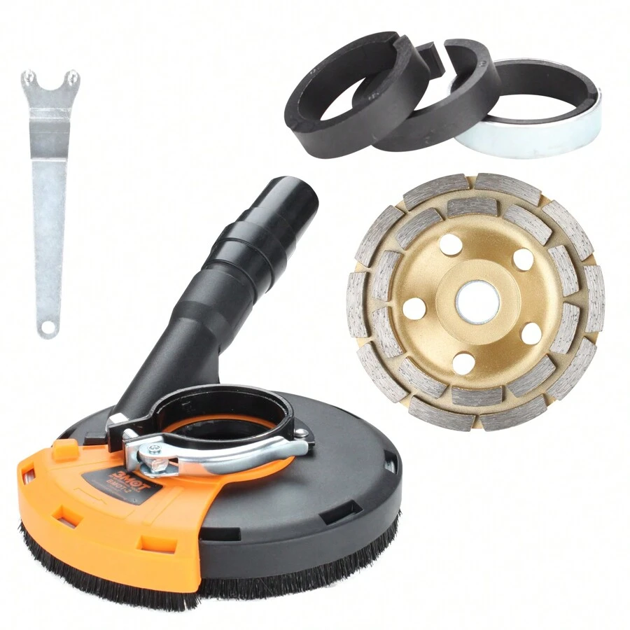 Jiubiaz Capot de meuleuse d'angle Capot d aspiration Hotte d'extraction de meuleuse d'angle 125mm pour broyage de Poussière de jardin controle