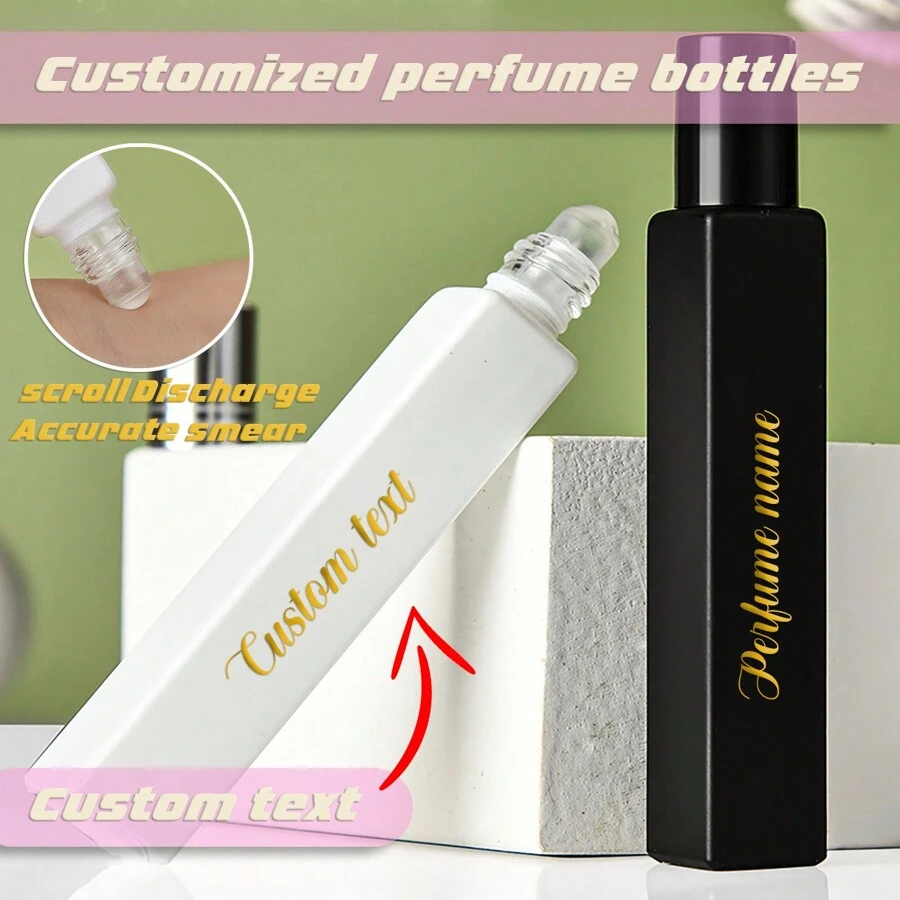 Botella de perfume recargable de cristal grueso azul y gris degradado de 10ml, personalizada con nombre, botella de viaje portátil para perfume