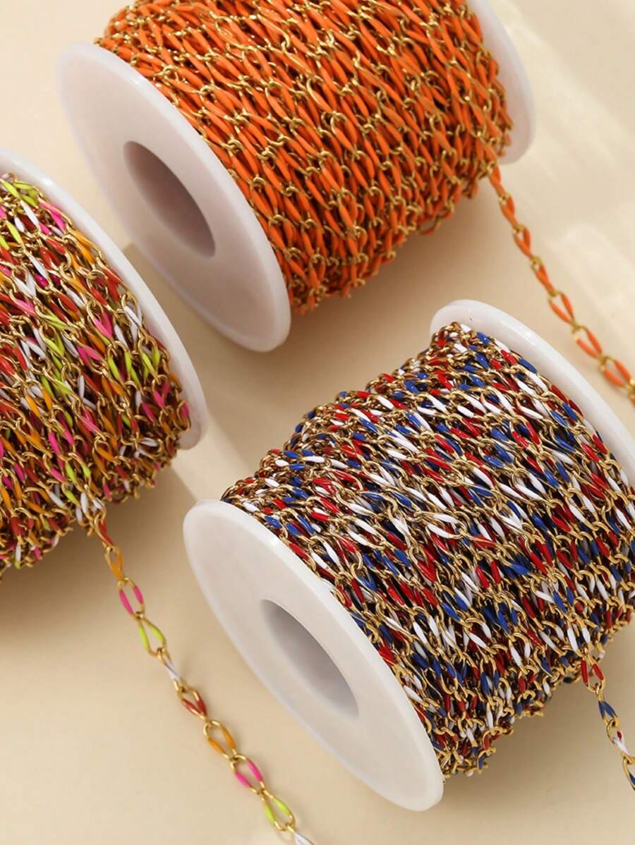 1 m Cadena de acero inoxidable para goteo de aceite, cadena oval trenzada para goteo de aceite, cadena dorada con recubrimiento electrolítico de vacío, material para hacer collares, brazaletes y joyas DIY