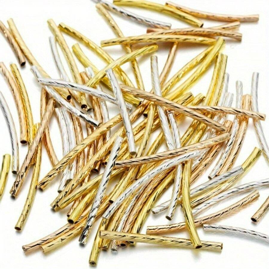 20 piezas de 30mm Tubos huecos texturizados y curvos con rosca, accesorios para joyería hecha a mano de collares y pulseras DIY