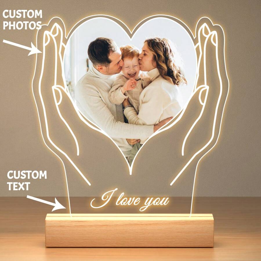 1pc, 6.9/7.87in(H) Personalized Night Light With Photos, Acrylic Plaque, Gifts For Women, Gifts, Anniversary Gifts, Birthday Gifts, Mother's Day Gifts Graduation