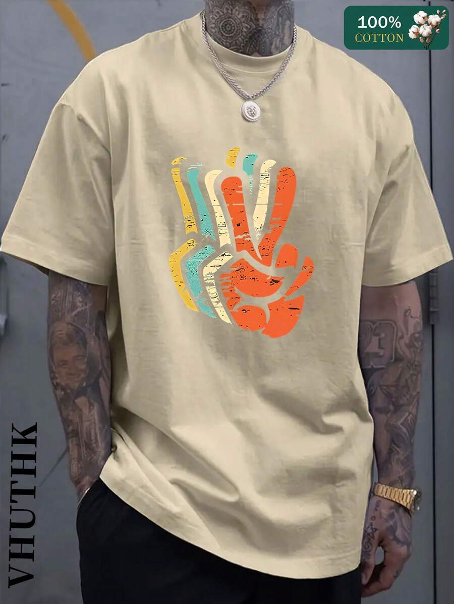 (220 Pure Cotton T-Shirt) Men's Summer Round Neck Short Sleeved Casual Pure Cotton