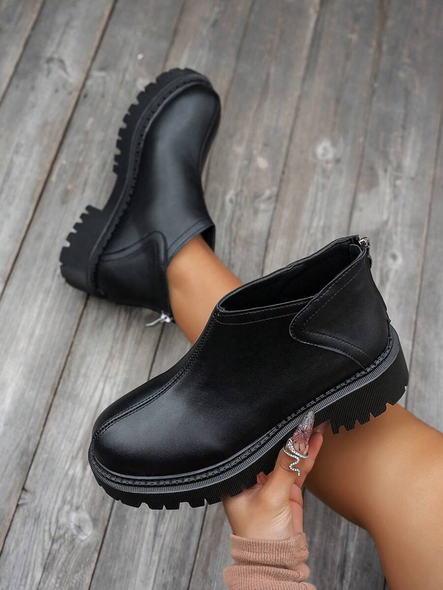 New Autumn/Winter Classic Chelsea Short Boots, Round Toe Thick Heel Ankle Boots
