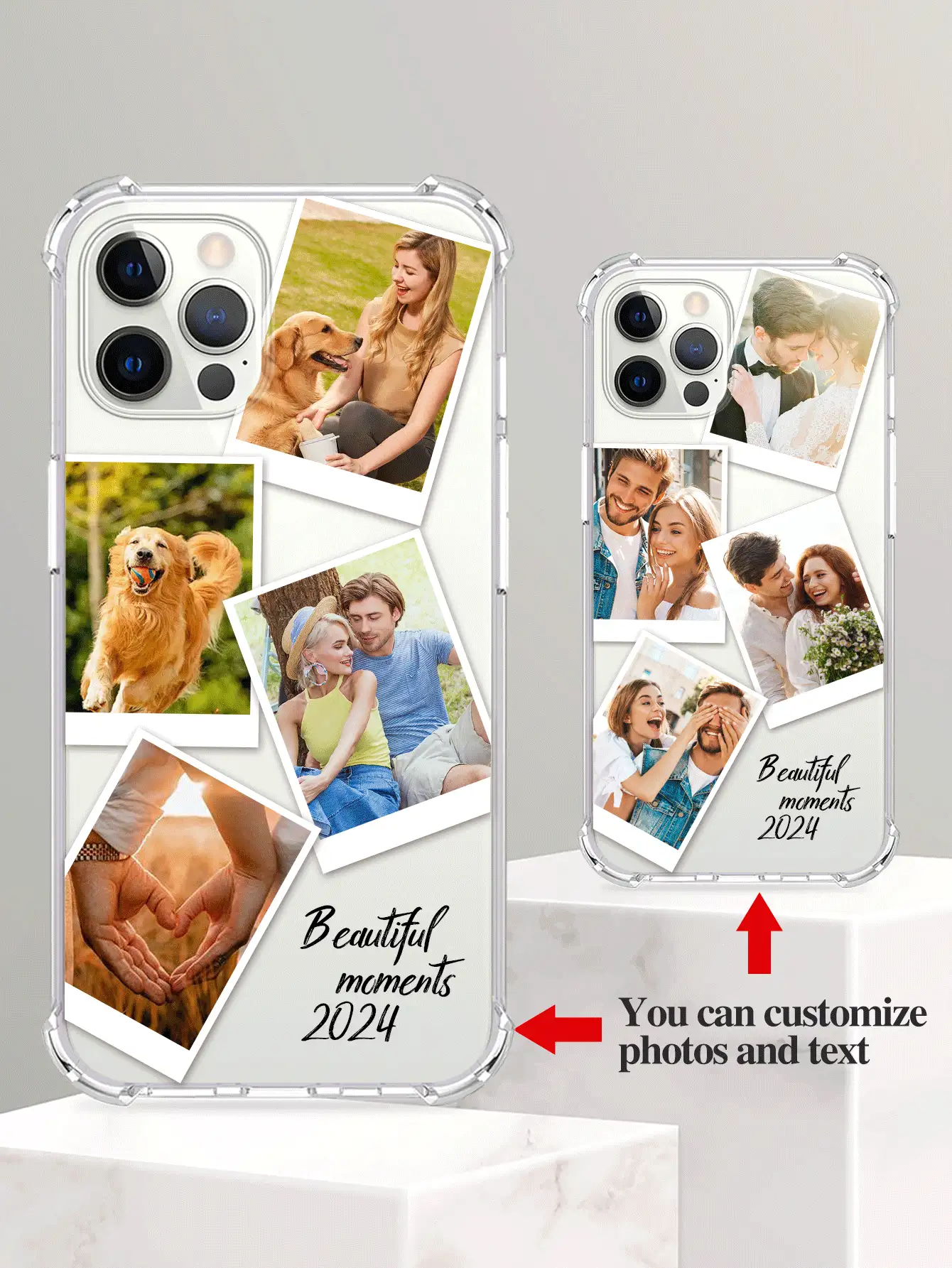 Apple Customized Shockproof Thick Transparent Heart-Shaped Photo Frame Phone Case Cover Suitable For S23 24 Ultra A15/IPhone12 13 14 15 ProMax,Clear,Stylish,Colorful,Vintage,Cute,Contracted,Funny,Custom,Personalized,Unique,Customized,Ideal Gifts For Him,Ideal Gifts For Her,Boyfriend,Girlfriend,Family,Friends,Grandparents,Couple,For Anniversaries,For Birthdays,Customized Phone Cases,Street Casual Chic