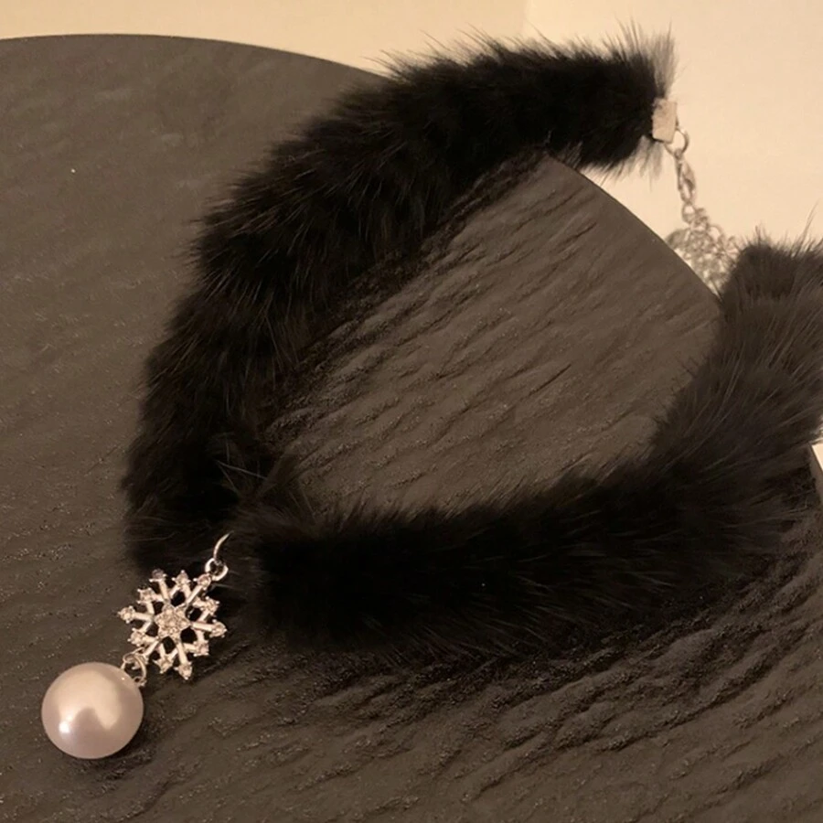 1 pièce Collier femme flocon de neige en velours noir, nouvelle mode automne hiver, décoration de cou, accessoire photo, convient pour la Saint-Valentin, l'Aïd, le mariage, cadeau pour femme, maman, mère, fête des mères, cadeau