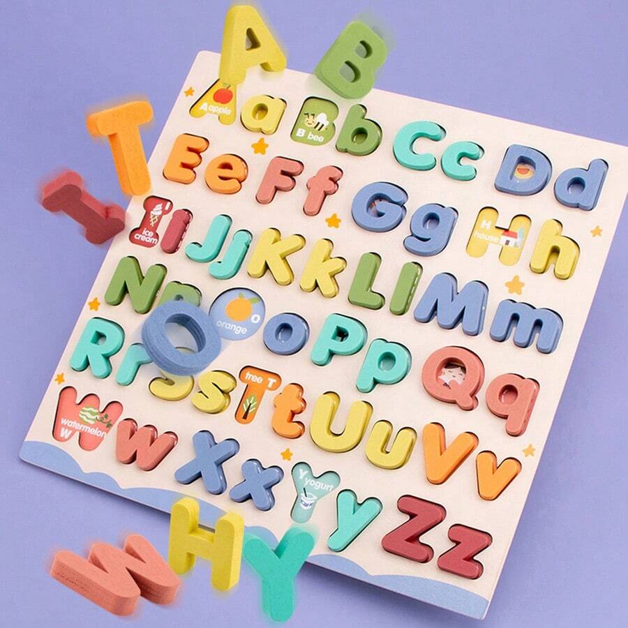 A Blister Pack, Fun Wooden Sized Writing Board, Macaron Color Scheme Gentle And Non Irritating To The Eyes, 26 Letter Recognition, Early Education Puzzle, Color And Shape Matching, Exercise Logical Thinking And Fine Hand Movements, Suitable As A Gift For, Christmas, And New Year!