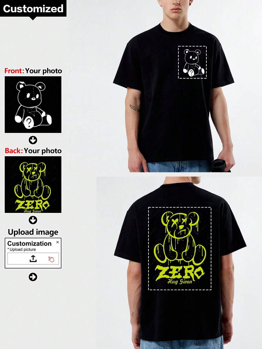Camiseta estilo novio personalizada para hombre, de moda, casual, suelta. Diseña tu propio estampado agregando tu propia foto (selfie/foto familiar/foto de mascota/foto de amigo). Estilizada, tipo hipster, de moda, sencilla, cómoda, disfraz fácil, moda modesta, minimalista chic, para invierno/otoño, para vacaciones/fiestas, personalizada, única, disfraces para chicos, armario cápsula, estilo básico/callejero para hombres, regalos ideales para él, novio, familia, amigos, para cumpleaños, para vacaciones/fiestas, para escuela/competencia, para deportes/escalada