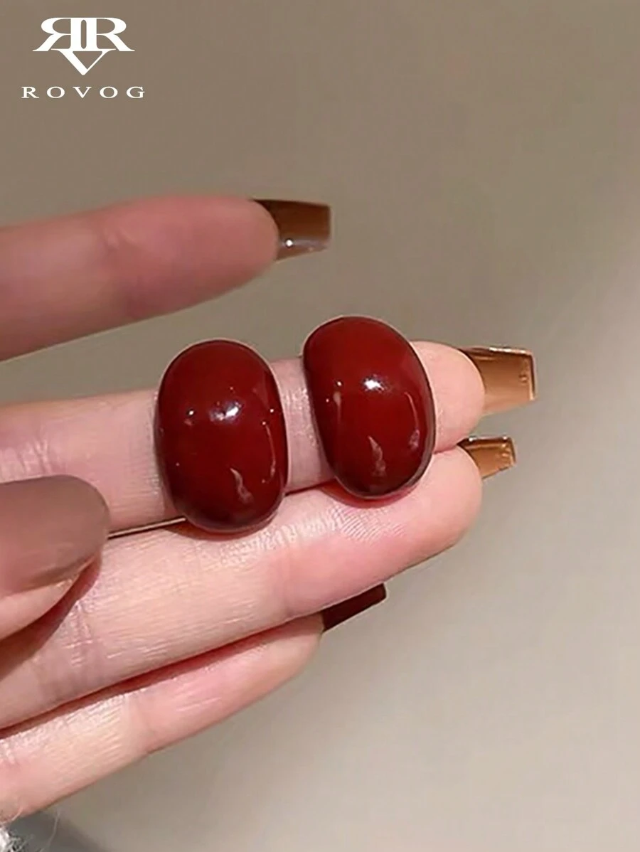 1 par de pendientes de diseño vintage de alta gama estilo francés refinado y minimalista en rojo para mujeres, para banquetes