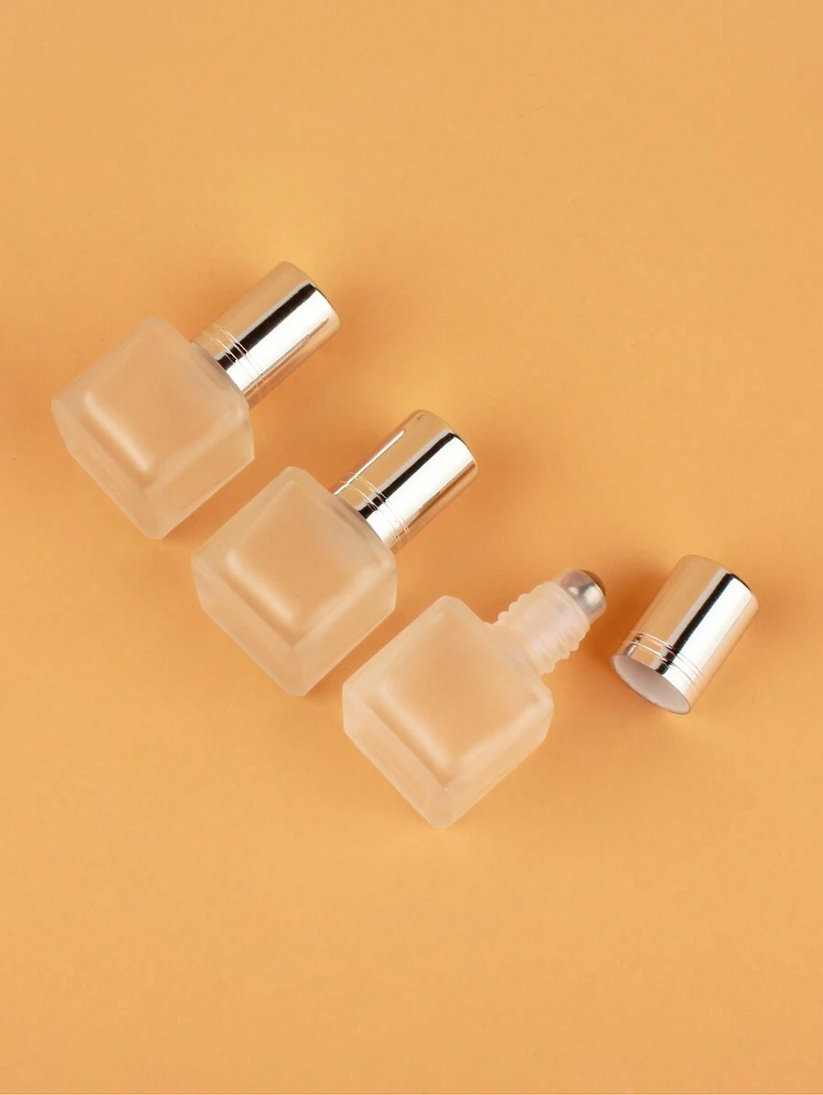2pcs|3pcs|5pcs|10pcs|20pcs Set Of Square Frosted 6ml Refillable Glass Roll-On Bottles For Cosmetic Water, Portable Mini Essential Oil & Perfume Containers