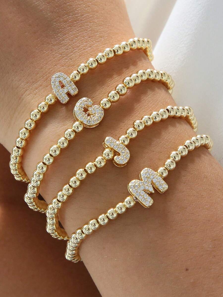 Pulsera de lujo para mujer con dije de letra de circonita, pulsera ajustable con cadena inicial de la A a la Z como regalo de joyería