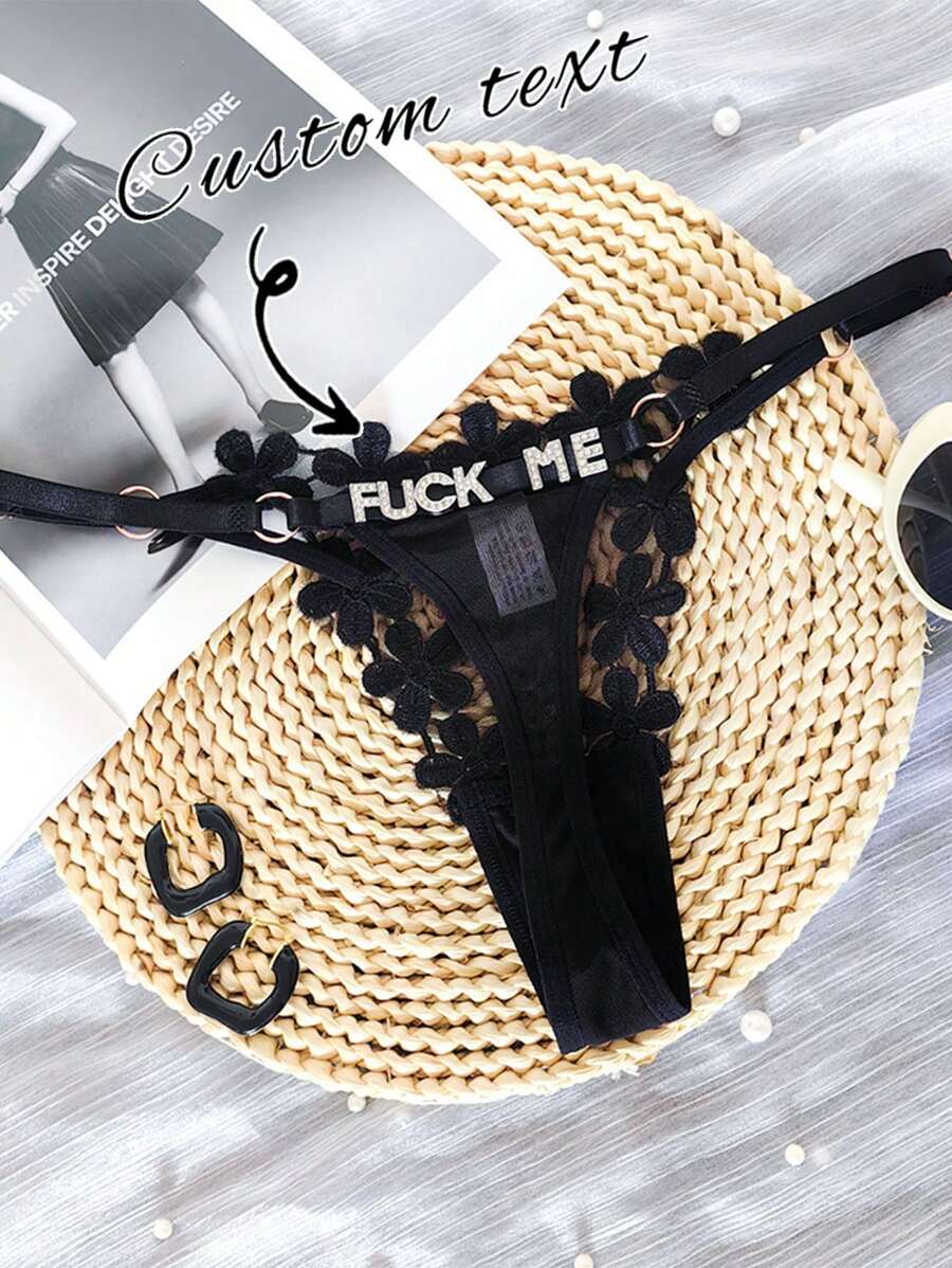 Ropa interior personalizada para niña, tanga de malla con bordado dulce de princesa, sexy, de breath, con letras finas en forma de A Thin, doradas y plateadas, disfraces navideños, regalos navideño, Feliz Navidad, ropa interior navideña personalizada, elegante, adorable, casual, divertida, personalizada y única, personalizable, regalo ideal para él, ideal como regalo para ella, amiga, novia, amigo, esposa