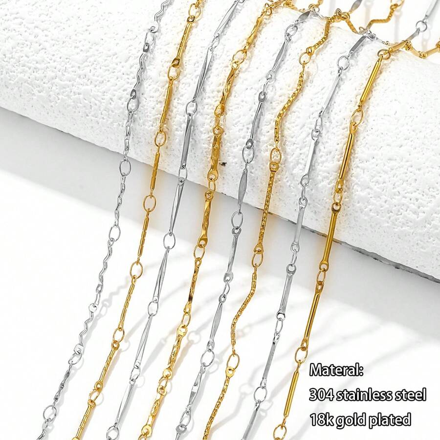 1 m Chaîne de bijoux style Ins en acier inoxydable 304 plaqué or 18 carats. Accessoires de bijouterie DIY pour bracelets et colliers