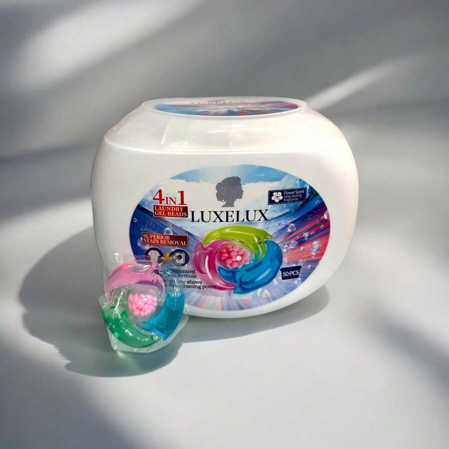 1 boîte de 50 capsules de détergent à lessive parfumées fraîches, 4-en-1 et 7-en-1, protection des couleurs, assouplissant, liquide concentré, facile à utiliser, boîte cadeau
