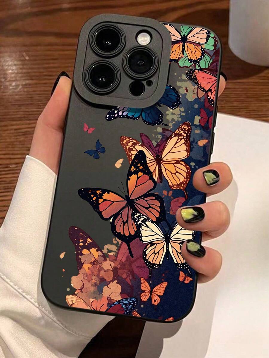 Funda protectora antidesligamiento de TPU compatible con 1 pieza con diseño de manzana, animal, mariposa para iPhone/11,16PROMAX,16PRO,16,15PROMAX,14PROMAX/Galaxy,SAM/Honor X6A,X7B,X8B