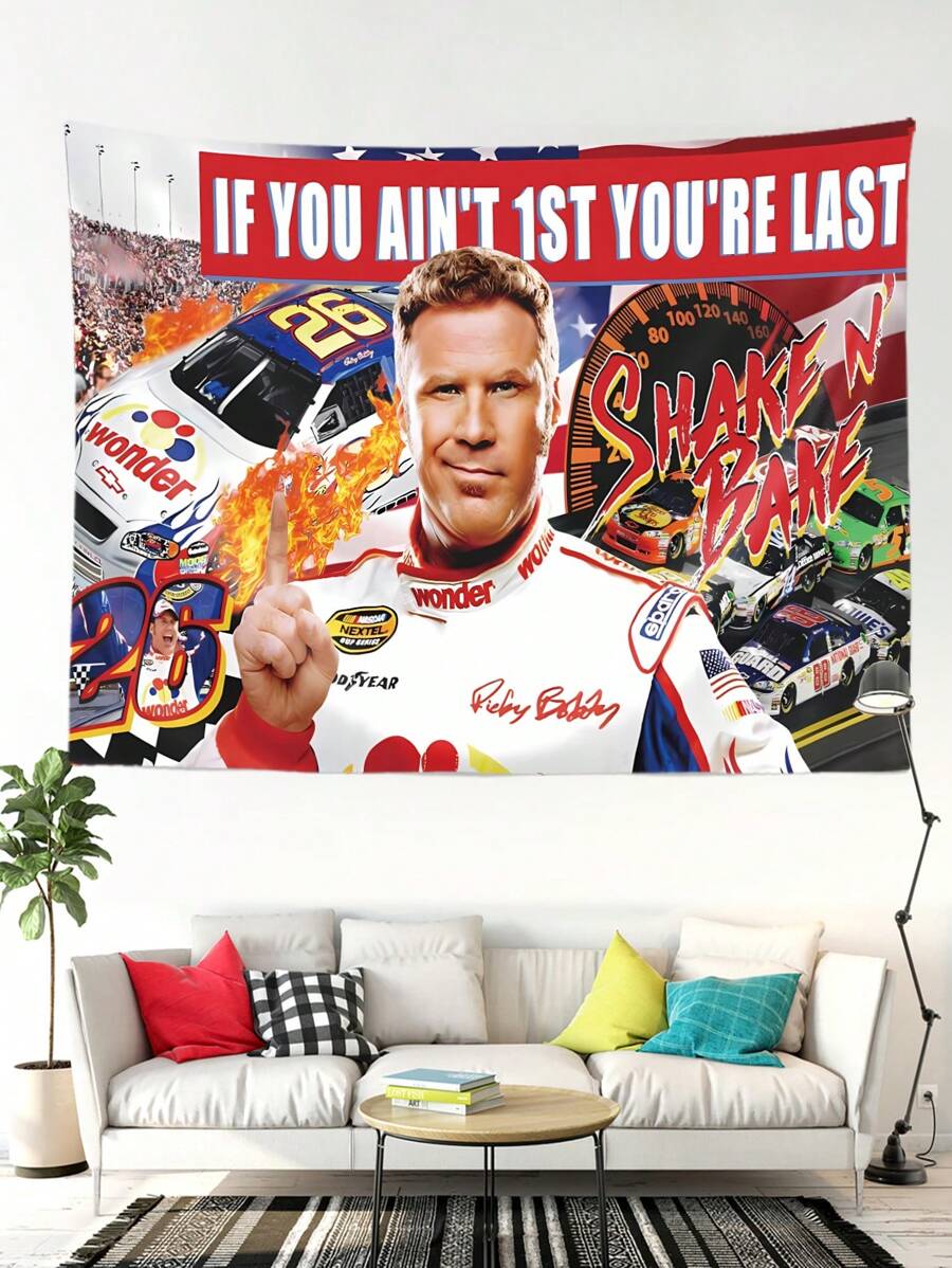 1 pièce "Si tu n'es pas le premier, tu es le dernier" "Shake N Bake" Tapisserie de motivation Affiche de culture de course amusante Bannière Tapisserie murale pour chambre, studio, dortoir universitaire Décor. Idéal pour les amateurs de sports motorisés, décoration de la maison, décoration de la chambre, drapeaux pour la chambre, accessoires de chambre, tapisserie