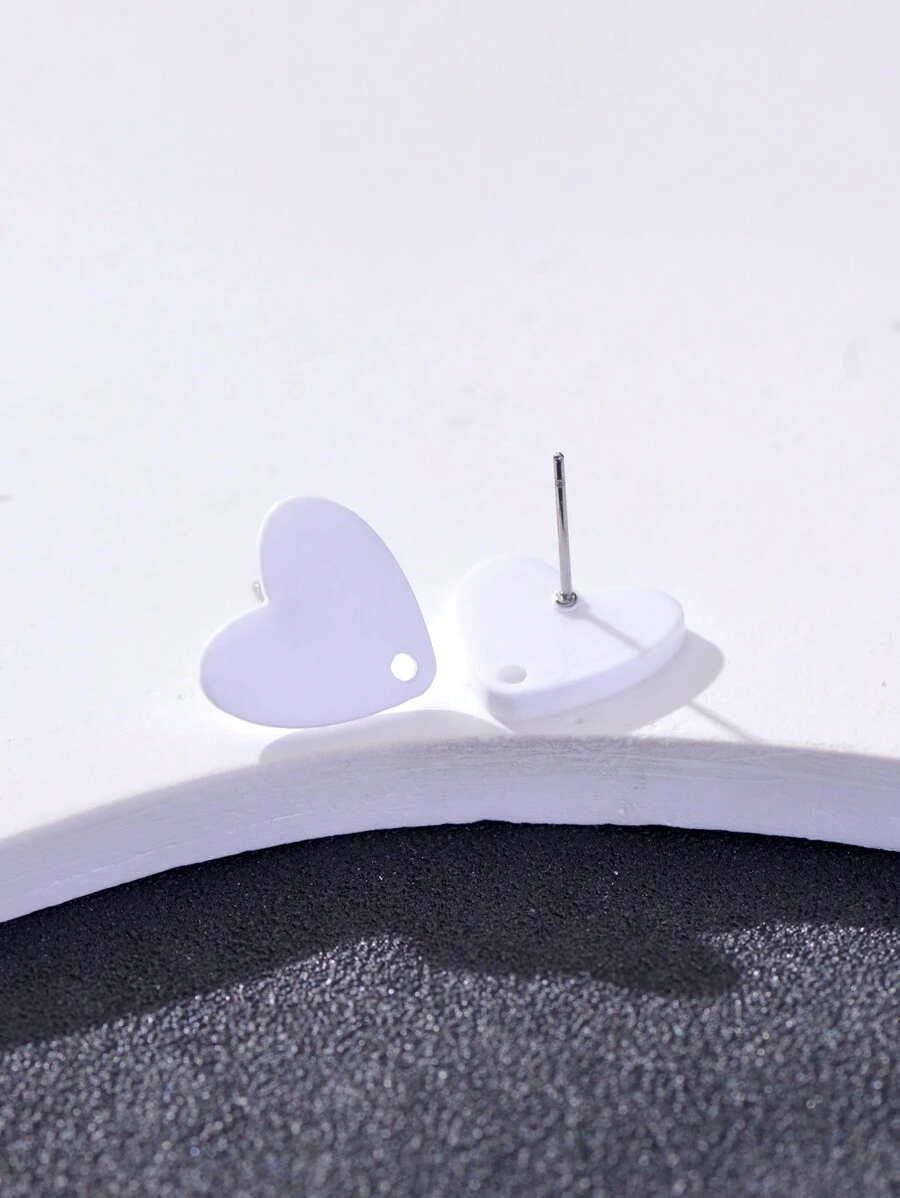 20pcs Colorful Acrylic Heart Shaped Earring Studs For Women, Jewelry DIY Accessories Valentines