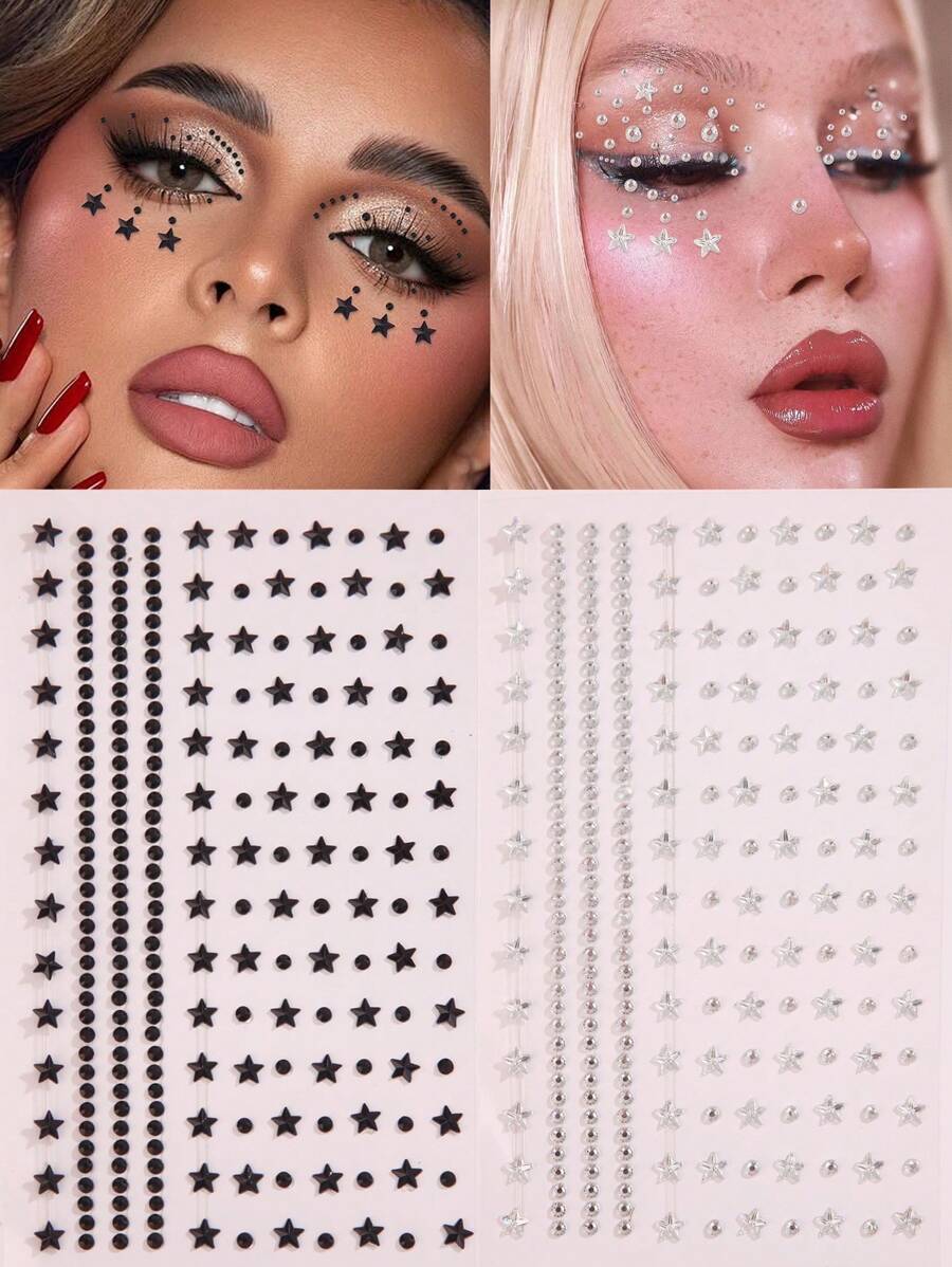 1 st. Acryl Diamantvormige Zelfklevende Gezichtsjuwelen, Strass Stickers Voor Gezicht, Lichaam, Ogen, Haar, Gebruikt Voor Make-up, Feest, Festival, DIY Decoratie, Stervormige Diamanten