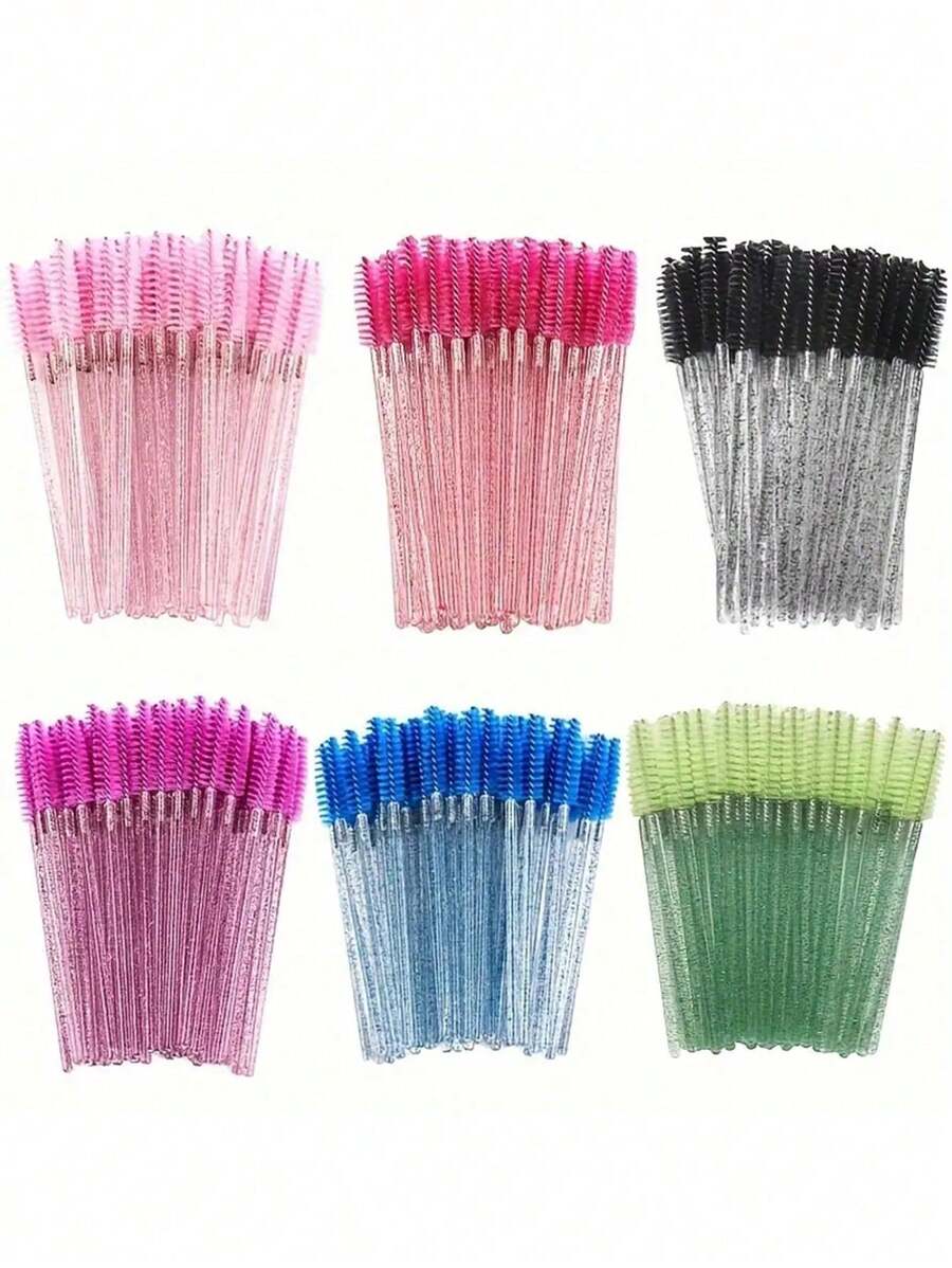 300 piezas 100 piezas 50 piezas Pinceles negros desechables de alta calidad para los ojos - Suaves, delicados, precisos para extensiones de pestañas, cejas y maquillaje, aptos para piel normal - Sin fragancia, varilla de plástico ABS, diseño de pincel de palma, fácil de usar - Set de maquillaje para ojos de mamá