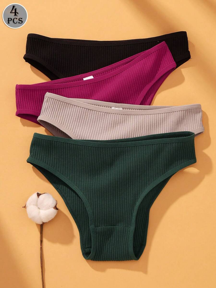 VKME Set da 4 pezzi di mutandine a vita bassa da donna, biancheria intima e slip