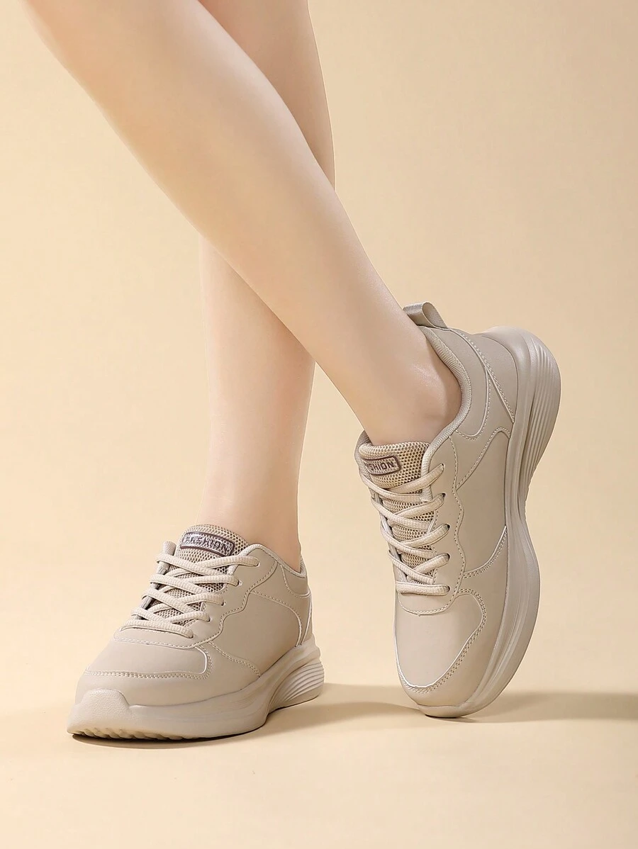 Women's Thick Bottom Sports Shoes, Breathable Mesh Fabric, Comfortable & Lightweight, Thick Sole Elevated, Air Cushion Shock-Absorbing, Anti-Slip, Fashionable Casual Sneakers