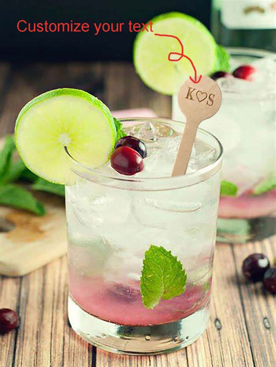 20pcs/50pcs/100pcs Wooden Round Drink Stirrers, Bamboo Cocktail Sticks, Wedding Decorations, Customizable Cocktail Mixing Sticks For Bars, Beverage Mixing, Bachelor Parties