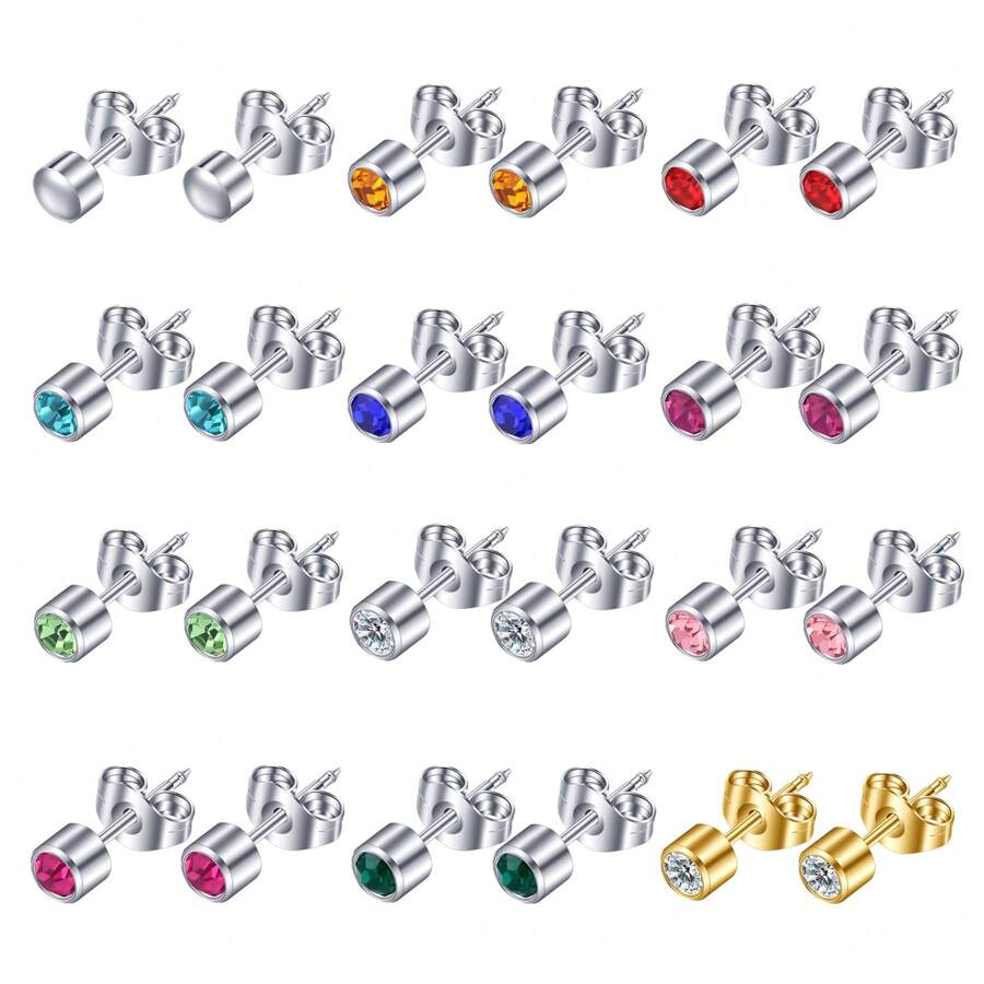 1 Paar rostfreie Stahlohrringe Piercings Nieten 4mm Hypoallergen für Piercings, Werkzeug-Sets, Geburtsstein Ohrstecker, Tragus, Knorpel Schmuck
