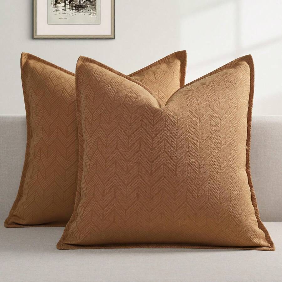 1 pièce Taies d'oreiller 45x45 Set de Luxueux Coussins Décoratifs Avec Bords à Volant Design à Motif Texturé Flèche Housse de Coussin Douce et Épaisse Pour Canapé, Lit et Décoration d'Intérieur