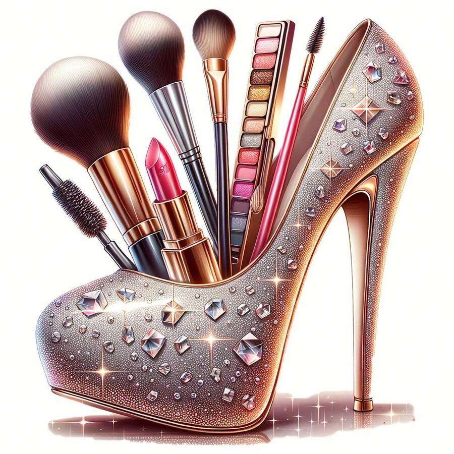 1/2/3 Sparkly High Heels Makeup Tool Design Decals, Suitable For Men, Washable Decals, Suitable For T-Shirts, Jeans, Jackets, Backpacks, Clothing, Hats, Sparkly Fashion Accessories Decoration