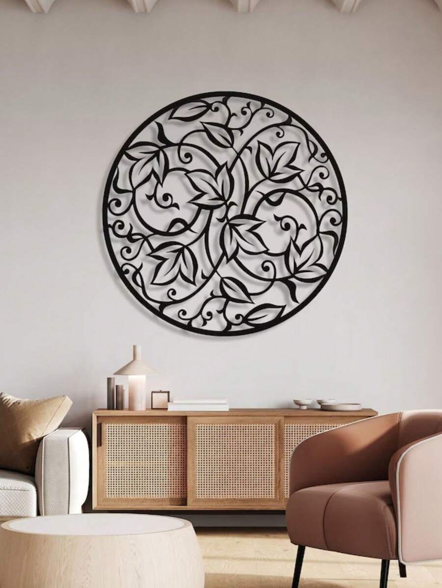 Décoration murale décorative suspendue en forme de cercle enveloppée de vigne métallique, cadeau de pendaison de crémaillère, décoration d'intérieur, décoration de chambre, décoration murale