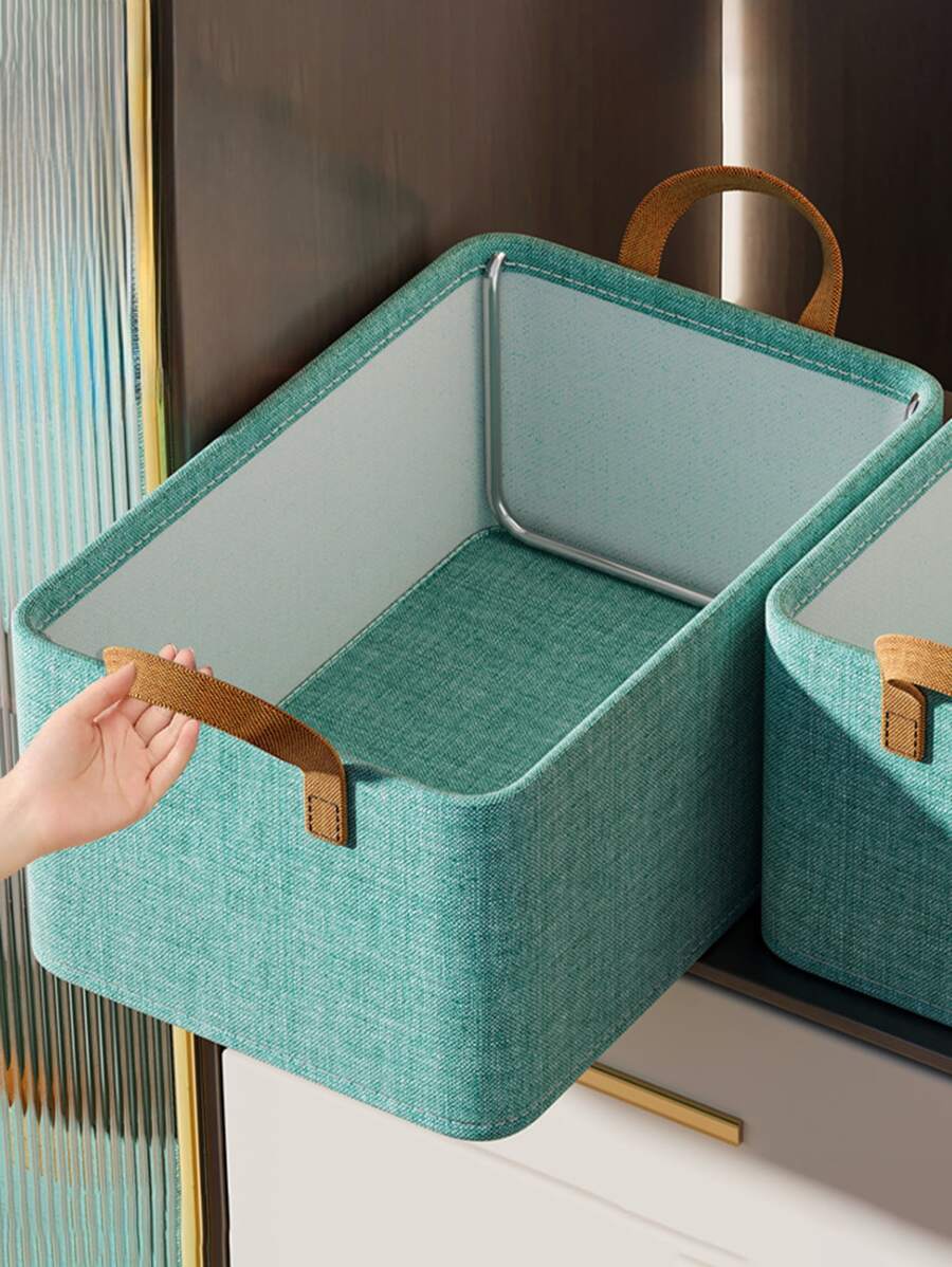 1 Stück grüne, khakifarbene und graue faltbare Kleidersaufbewahrungsbox für den Hausgebrauch, Kosmetik-Aufbewahrungsbox mit Stahlrahmen-Upgrade. Praktisch, einfach, schmutzabweisend, geeignet für Haushaltsorganisation