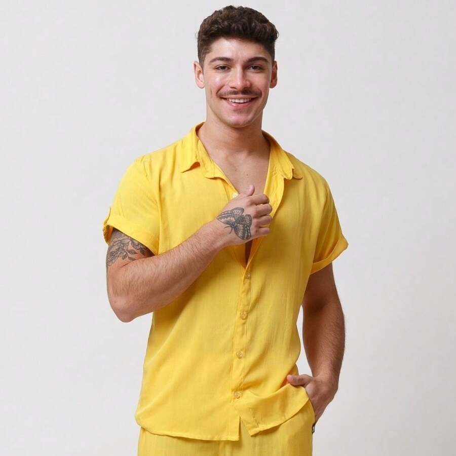 Camisa Viscose Amarelo Santo Luxo