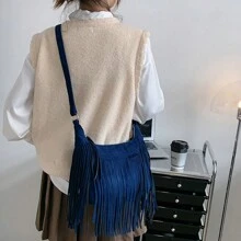 NYXIA Bolso tipo hobo NYXIA con flecos y borlas vintage, bolso bandolera bohemio retro, bolso y bolso de hombro hippie grunge para mujeres