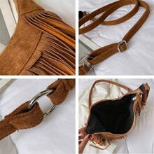 NYXIA Bolso tipo hobo NYXIA con flecos y borlas vintage, bolso bandolera bohemio retro, bolso y bolso de hombro hippie grunge para mujeres