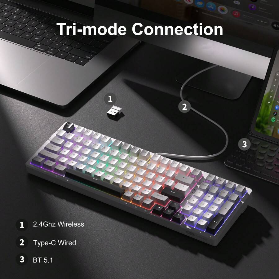 Magegee Light Wireless Mechanical Gaming Keyboard Gasket Hot Swappable Custom Keyboard Rgb