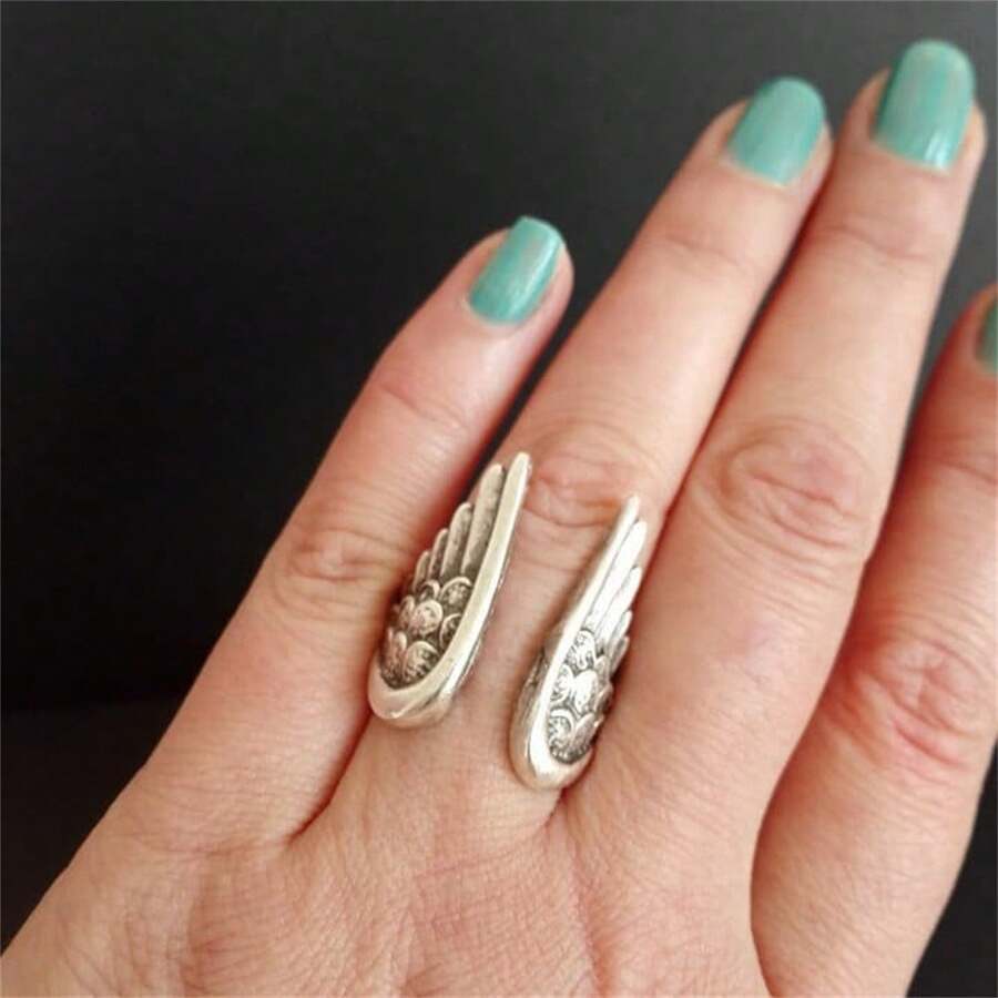 1 pieza Anillo con alas de ángel exóticas vintage, accesorio único personalizado, adecuado para uso diario de mujeres, fiestas, regalo para vacaciones/cumpleaños