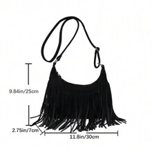NYXIA Bolso tipo hobo NYXIA con flecos y borlas vintage, bolso bandolera bohemio retro, bolso y bolso de hombro hippie grunge para mujeres