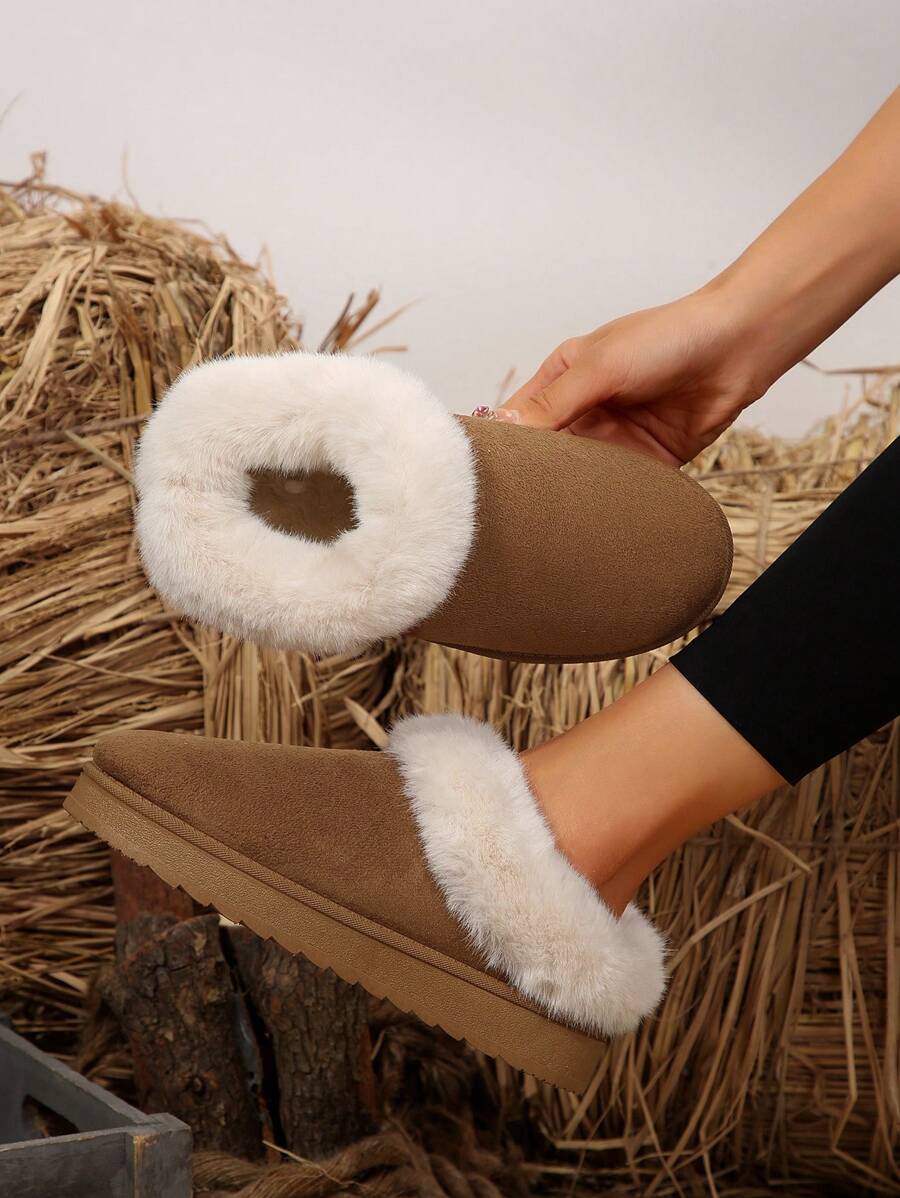 Women's Snow Boots, New 2024 Winter Thick Thermal Lined Furry Warm Ankle Boots, Thick Bottom