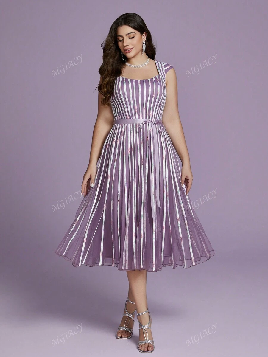 Mgiacy Plus Size Gola Redonda Manga Curta, Vestido Formal Maxi de Malha, Vestido de Evento de Casamento Vestido de Festa Vestido de Convidado de Casamento Vestido de Noite