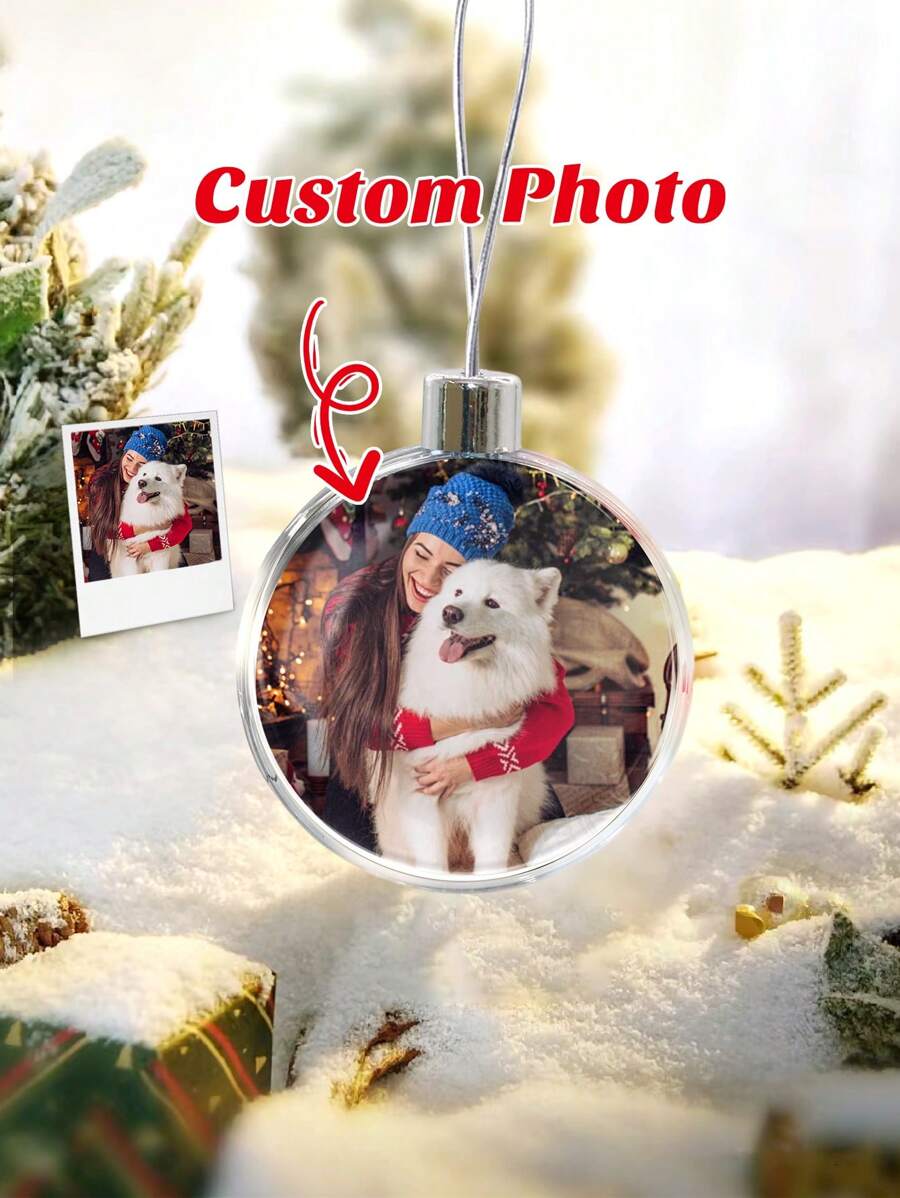 1 pieza Adorno de Navidad personalizado con foto, adorno de Navidad con imagen personalizada, forma redonda, accesorio colgante de decoración conmemorativa, decoración de escena, decoración de habitación, decoración del hogar, decoración de fiesta navideña, decoración navideña, mejor regalo para Navidad y vacaciones, regalo para papá/mamá/ella/él/novia/novio/mascotas, regalo de cumpleaños para parejas, regalo de boda, regalo de aniversario, regalo de inauguración de casa
