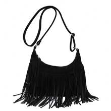NYXIA Bolso tipo hobo NYXIA con flecos y borlas vintage, bolso bandolera bohemio retro, bolso y bolso de hombro hippie grunge para mujeres